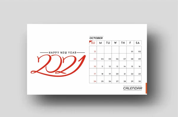 Feliz Año Nuevo 2021 Octubre Calendario Año Nuevo Elementos Diseño — Archivo Imágenes Vectoriales