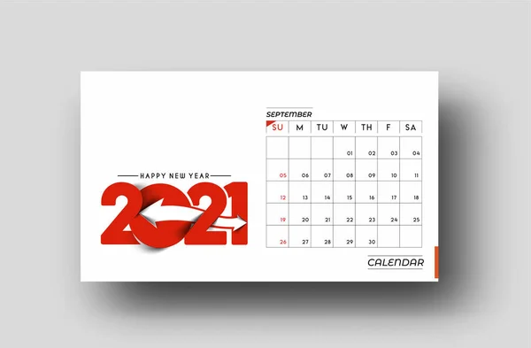 Ευτυχισμένο Νέο Έτος 2021 Ημερολόγιο Σεπτεμβρίου Νέο Έτος Στοιχεία Σχεδιασμού — Διανυσματικό Αρχείο