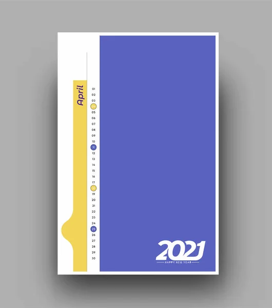 Новим Роком 2021 Квітень Календар Елементи Дизайну Новорічних Свят Святкових — стоковий вектор