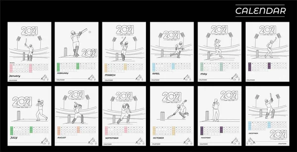 2021 크리켓 포스터 이벤트 카드를 디자인 장식을 포스터 Vector Illustration — 스톡 벡터