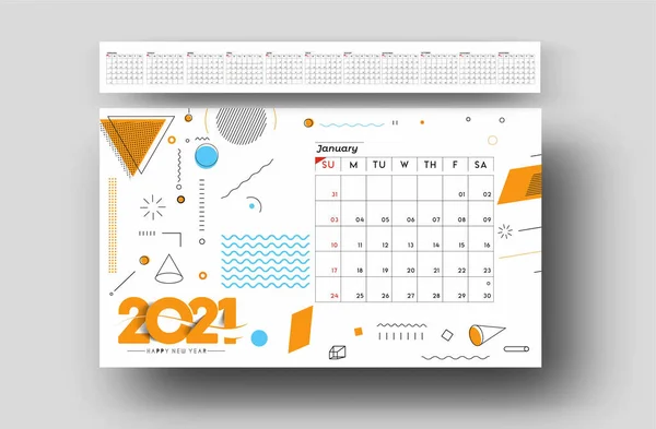 Šťastný Nový Rok 2021 Kalendář Nový Rok Prázdnin Designové Prvky — Stockový vektor