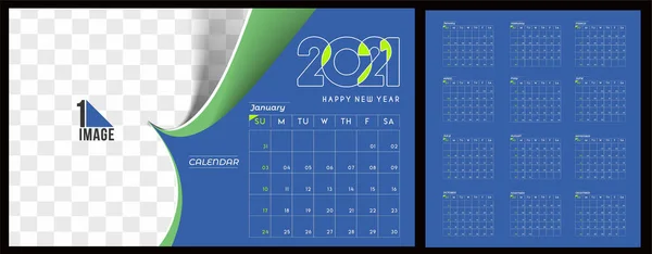 ハッピーニューイヤー2021カレンダー ホリデーカードのための新年の休日のデザイン要素 装飾のためのカレンダーバナーポスター ベクトルイラスト背景 — ストックベクタ