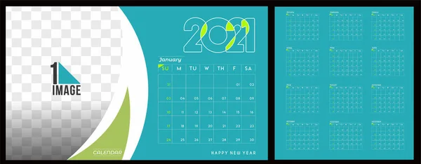 Feliz Año Nuevo 2021 Calendario Año Nuevo Elementos Diseño Navideño — Archivo Imágenes Vectoriales