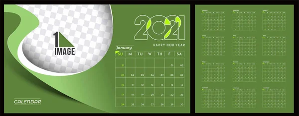 快乐新年2021日历 新年假期卡片设计元素 日历横幅装饰海报 病媒图解背景 — 图库矢量图片