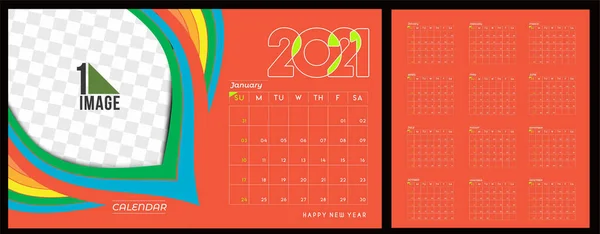 Felice Anno Nuovo 2021 Calendario Capodanno Elementi Design Vacanze Biglietti — Vettoriale Stock