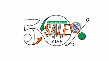 Bağımsızlık Günü% 50 indirimli indirim pankartı. İndirimli teklif fiyatı. Vektör Modern Sancak İllüstrasyonu.