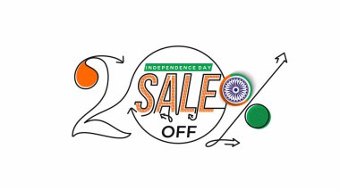 Bağımsızlık Günü% 20 indirimli indirimli bayrak. İndirimli teklif fiyatı. Vektör Modern Sancak İllüstrasyonu.