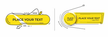 Düz doğrusal promosyon geometrik şekiller seti afiş, kaydırma, çıkartma, rozet, fiyat etiketi, poster.