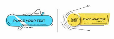 Düz doğrusal promosyon geometrik şekiller seti afiş, kaydırma, çıkartma, rozet, fiyat etiketi, poster.