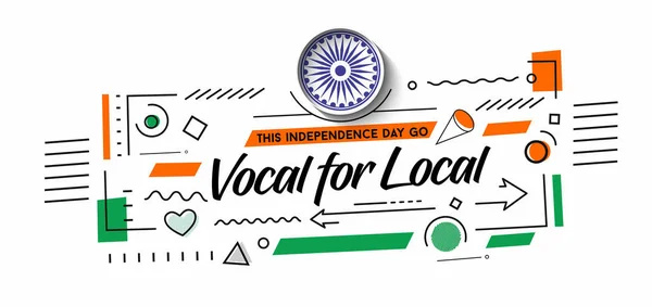 Vocal Local Campaign India Independence Day Poster Vector Modern Banner — Stock Vector