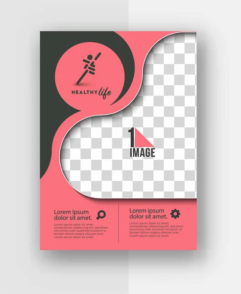 Dépliant Affaires Avec Espace Image Page Couverture Magazine Brochure Modèle — Image vectorielle