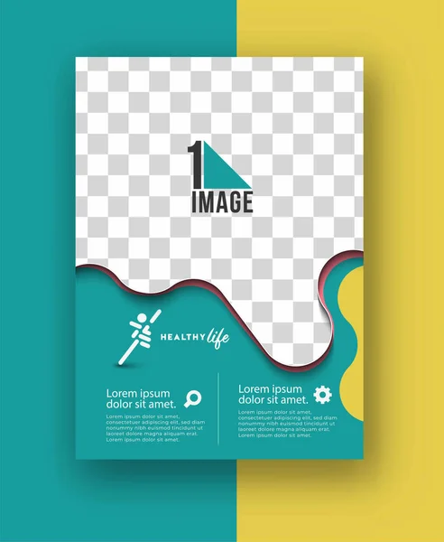 Dépliant Affaires Avec Espace Image Page Couverture Magazine Brochure Modèle — Image vectorielle