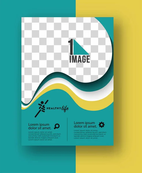 Dépliant Affaires Avec Espace Image Logo Brochure Page Couverture Magazine — Image vectorielle