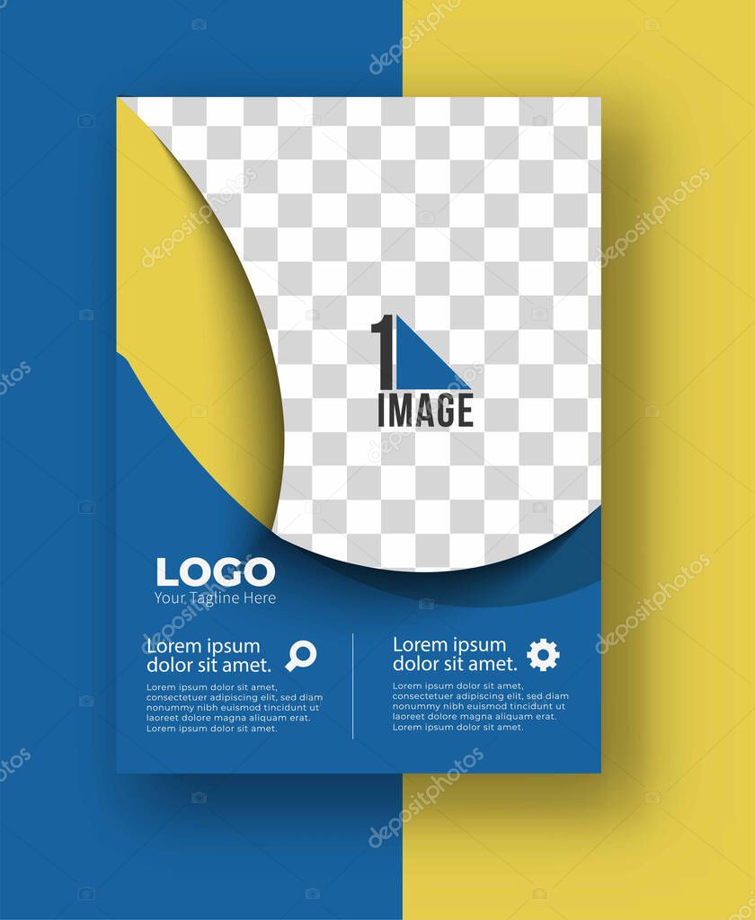 Business flyer with space of image & logo- Brochure magazine cover page & poster template, vector illustration.