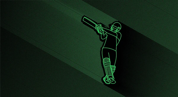 击球手打板球的概念在获得了一个世纪的冠军后举起了他的球棒 线形艺术设计矢量图解 — 图库矢量图片
