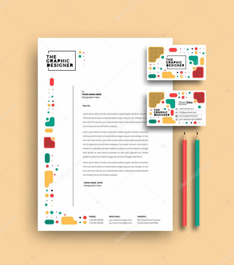 Business letterhead with business card templates design, Vector illustration.