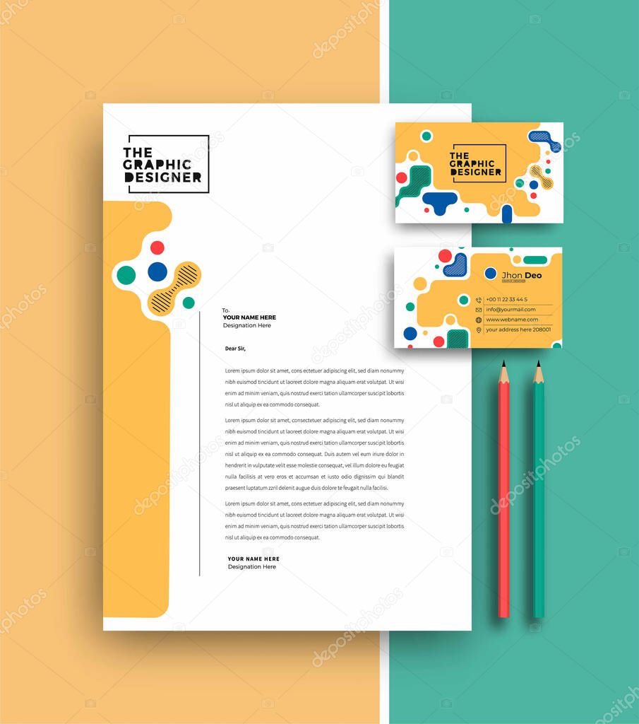 Business letterhead with business card templates design, Vector illustration.