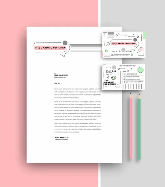 Visitenkartenbriefpapier Mit Design Vektor Illustration — Stockvektor