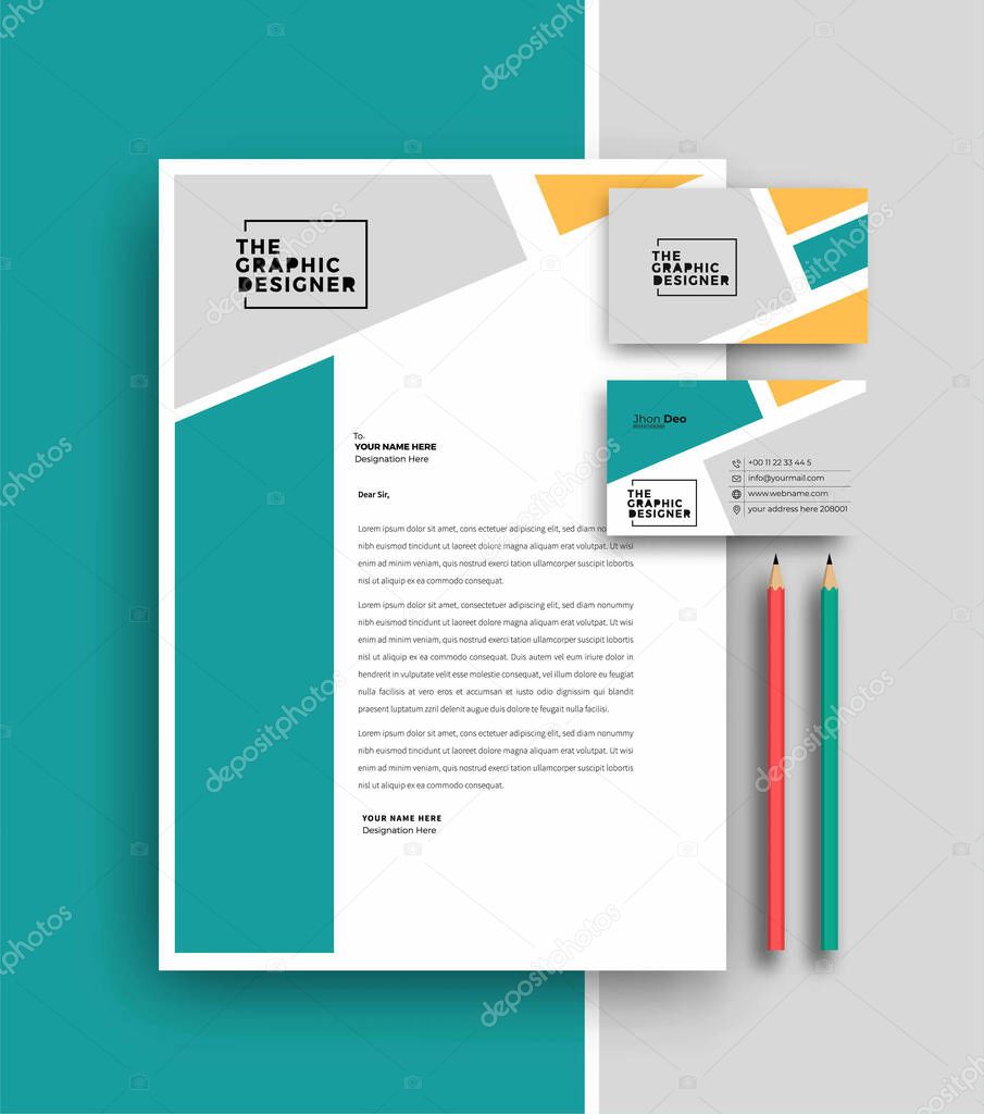 Business letterhead with business card templates design, Vector illustration.