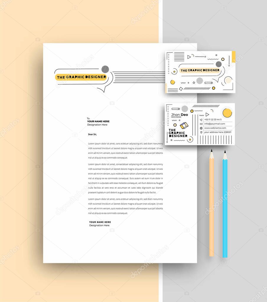Business letterhead with business card templates design, Vector illustration.