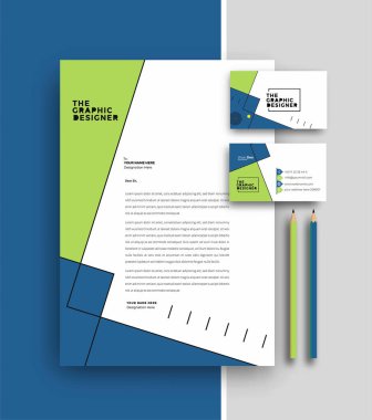 İş antetli kartvizit şablonları tasarımı, Vektör illüstrasyonu.