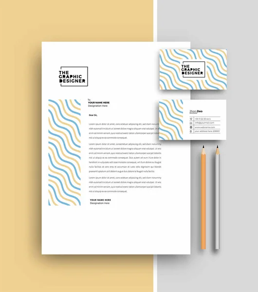 Visitenkartenbriefpapier Mit Design Vektor Illustration — Stockvektor