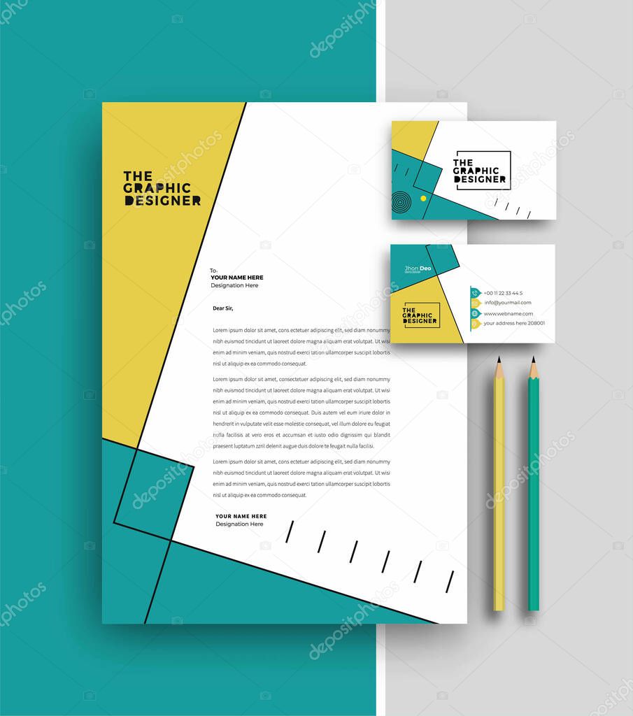 Business letterhead with business card templates design, Vector illustration.