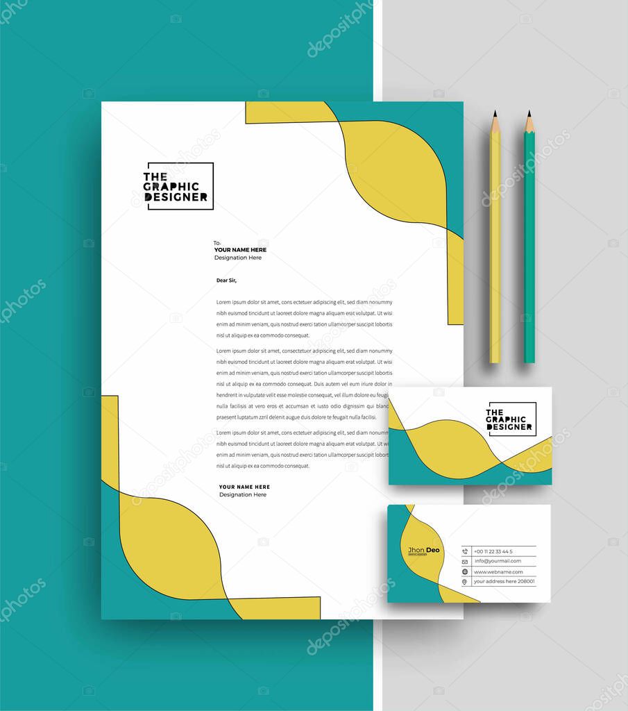 Business letterhead with business card templates design, Vector illustration.