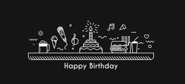 Иллюстрация Вектора Иконы Торта День Рождения Напиши Днем Рождения Торт — стоковый вектор