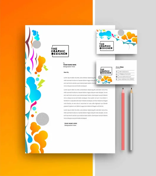 Επαγγελματικό Επιστολόχαρτο Σχεδιασμό Προτύπων Επαγγελματικών Καρτών Vector Illustration — Διανυσματικό Αρχείο