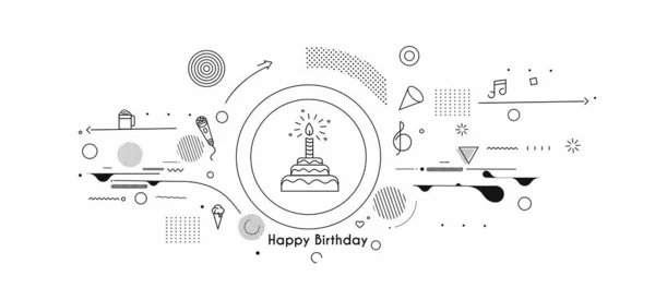 誕生日ケーキのアイコンのベクトルイラスト 誕生日おめでとう ろうそくと誕生日のお祝いのケーキ — ストックベクタ