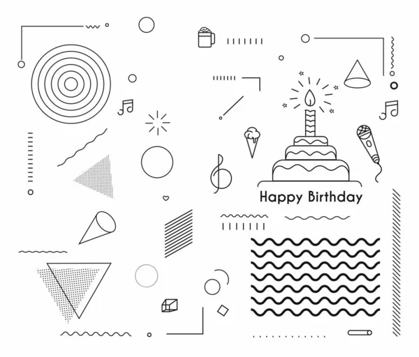 Aniversário Ícone Bolo Vetor Ilustração Manda Uma Mensagem Feliz Aniversário —  Vetores de Stock