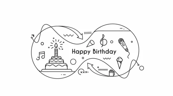 Ilustración Vector Icono Pastel Cumpleaños Texto Feliz Cumpleaños Pastel Para — Archivo Imágenes Vectoriales