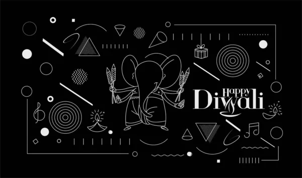 Carte Vœux Festival Hindou Diwali Dessin Main Illustration Vectorielle — Image vectorielle