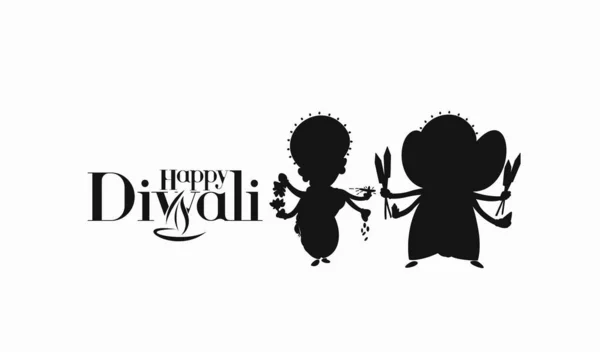 Tarjeta Felicitación Del Festival Hindú Diwali Ilustración Vectorial Arte Línea — Vector de stock