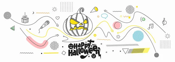 Happy Halloween Banner Oder Party Einladung Hintergrund Vektorillustration — Stockvektor