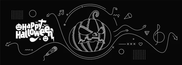 Happy Halloween Bannière Invitation Fête Fond Illustration Vectorielle — Image vectorielle