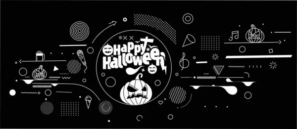 Feliz Banner Halloween Fundo Convite Festa Ilustração Vetorial — Vetor de Stock