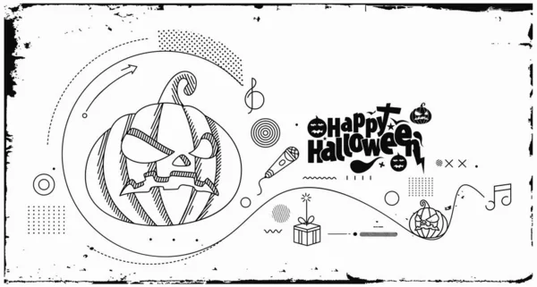 Feliz Banner Halloween Fundo Convite Festa Ilustração Vetorial — Vetor de Stock