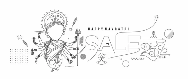 Happy Durga Puja Festival Happy Navratri India Vakantie Achtergrond Flat — Stockvector