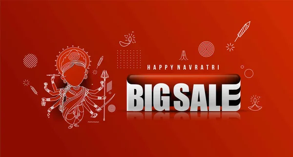 Happy Durga Puja Festiwal Hindi Tekst Szczęśliwy Navratri Indie Wakacje — Wektor stockowy