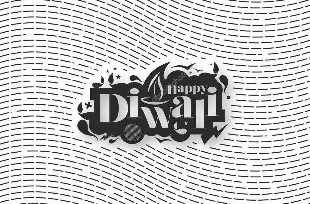 Diwali Hindu festival greeting card, Abstract line art Vector illustration.
