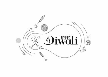 Roket havai fişek dizaynlı Mutlu Diwali metinleri. Poster Sancak Vektörü illüstrasyonu.