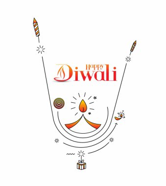 Roket havai fişek dizaynlı Mutlu Diwali metinleri. Poster Sancak Vektörü illüstrasyonu.