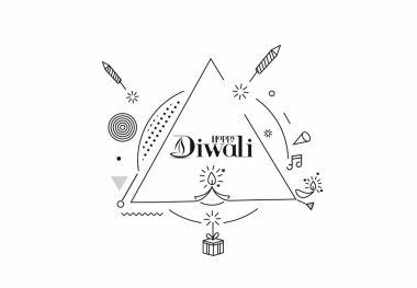 Roket havai fişek dizaynlı Mutlu Diwali metinleri. Poster Sancak Vektörü illüstrasyonu.