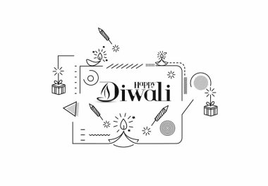 Roket havai fişek dizaynlı Mutlu Diwali metinleri. Poster Sancak Vektörü illüstrasyonu.