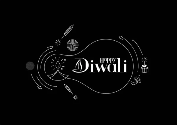 Glad Diwali Text Med Rocket Smällare Design Affisch Banner Vektor — Stock vektor