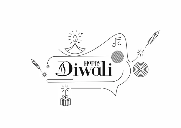 Feliz Mensaje Diwali Con Diseño Petardos Rocket Póster Banner Vector — Vector de stock