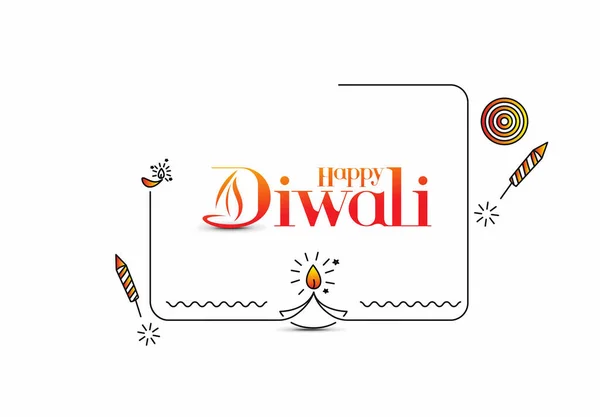 Happy Diwali Text Rocket Firerecrackers Design Векторная Иллюстрация Плаката — стоковый вектор