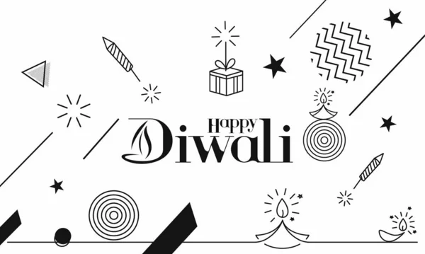 Happy Diwali Text Rocket Firerecrackers Design Векторная Иллюстрация Плаката — стоковый вектор